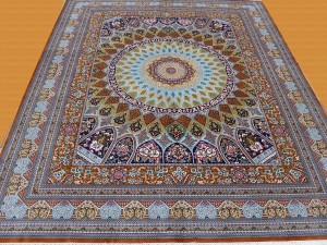 silk rug laying on floor