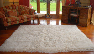 traditional flokati rug on floor